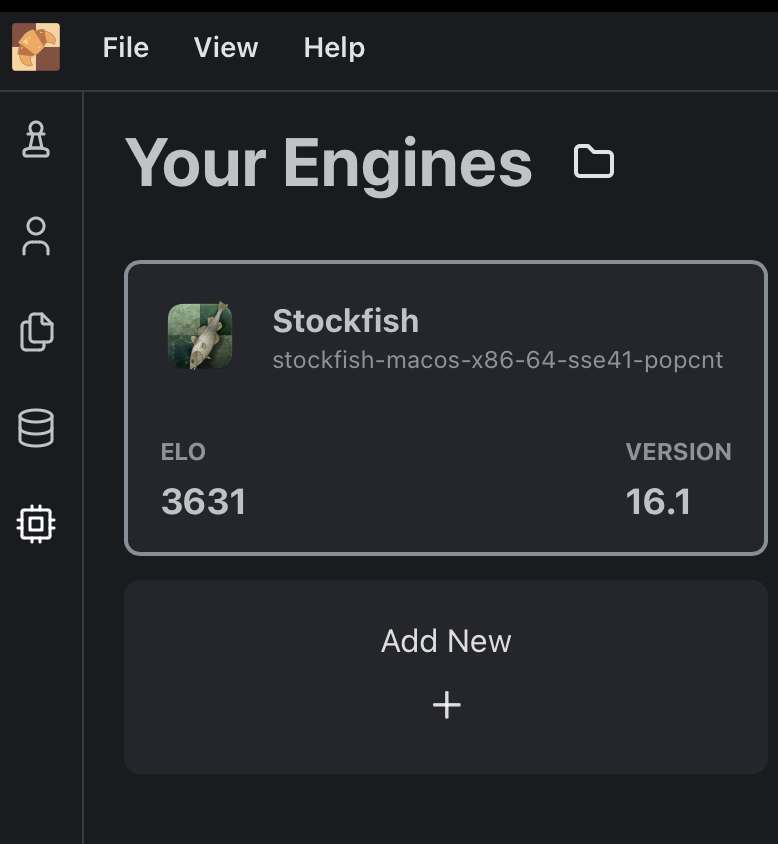 Engine section location in En Croissant, located at the bottom of the left sidebar menu