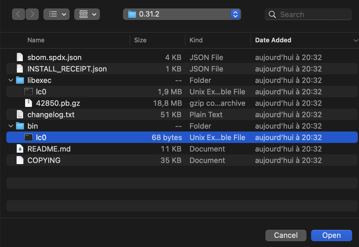 Select the engine in Finder